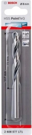 Bosch Professional HSS PointTeQ Spiralbohrer, 8x75x117mm, 1 Stück