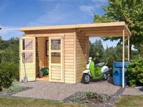 Karibu Merseburg 3 Gartenhaus inkl. Anbau natur