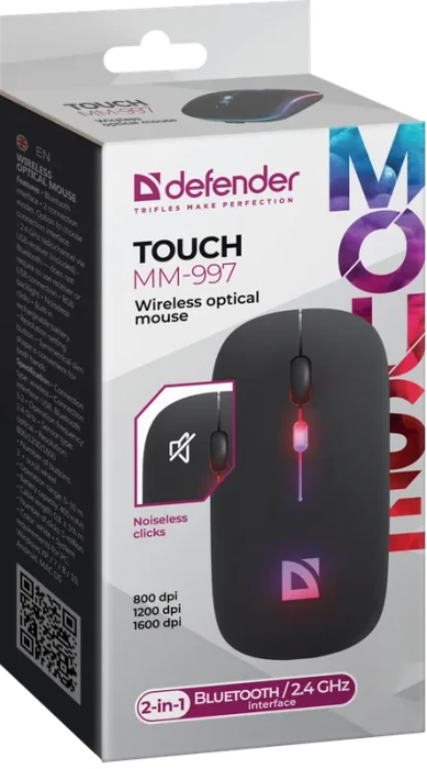 Defender Touch MM-997 Wireless Optical Mouse schwarz, USB/Bluetooth
