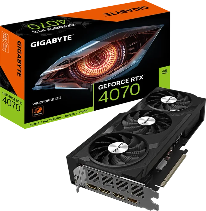 GIGABYTE GeForce RTX 4070 Windforce 12G, 12GB GDDR6X, HDMI, 3x DP