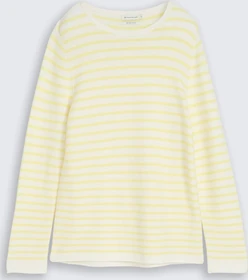 Tom Tailor Rundhalsausschnitt Strickpullover yellow offwhite knit stripe (Damen)