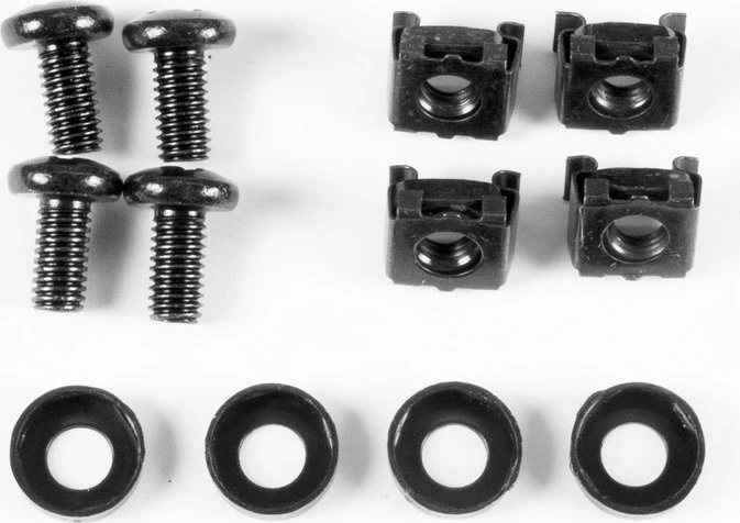 Inter-Tech L-Brackets, 19" Geräteträger für Serverschränke, schwarz, 1HE, 2 Stück
