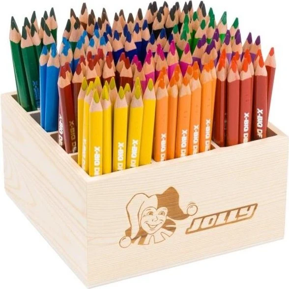 Jolly X-BIG Grundfarben Buntstift sortiert, Holzbox, 144er-Set (9500-0086)