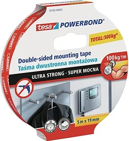 tesa Powerbond Ultra Strong Montageband transparent, Klebeband, 19mm/5m, 1 Stück