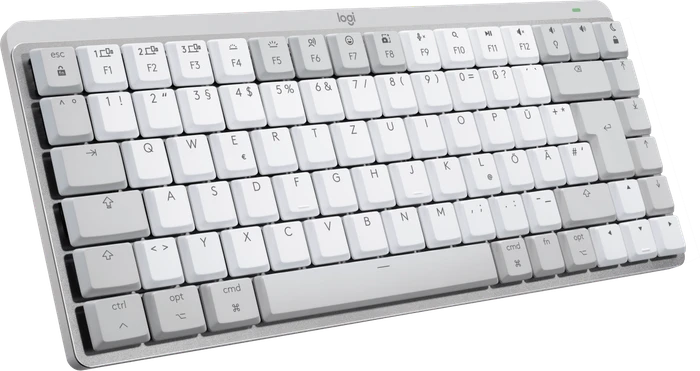 Logitech MX Mechanical Mini for Mac, Pale Grey, Logi Bolt, Kailh Choc V2 LOW PROFILE BROWN, USB/Bluetooth, DE