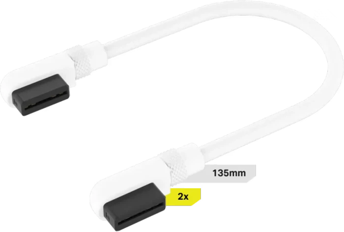 Corsair iCUE LINK Verlängerung, gewinkelt, 13.5cm, weiß, 2er-Pack