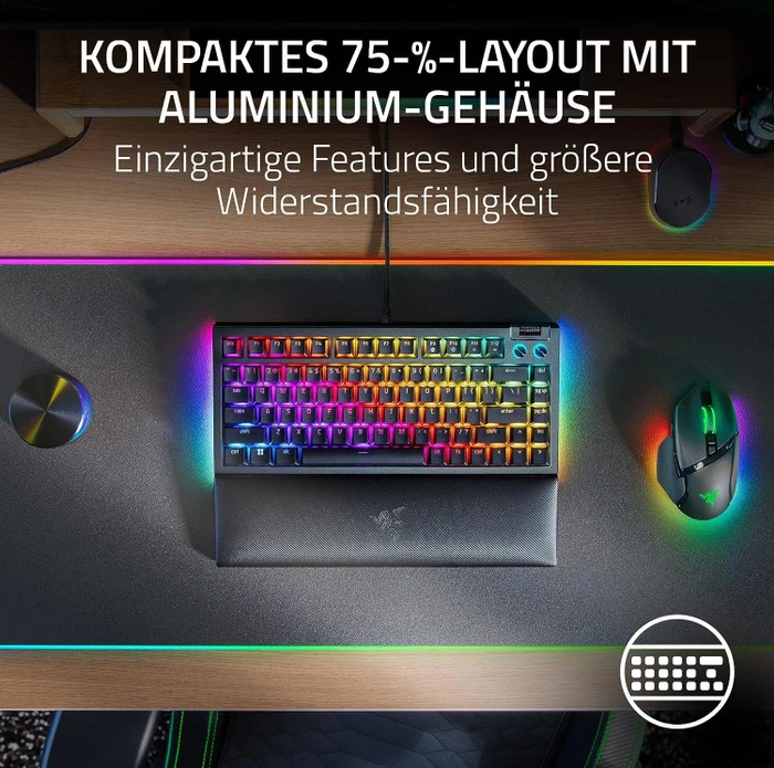 Razer BlackWidow V4 75%, hot-swap, Razer ORANGE Tactile Gen-3, USB, EN