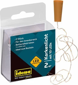 Idena Korken Lichterkette LED 10x warmweiß, 2 Stück