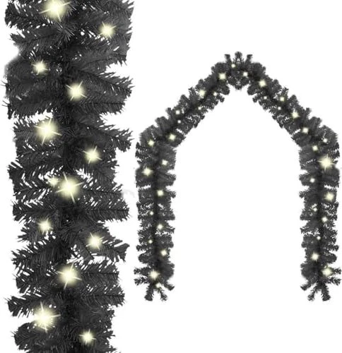 vidaXL Weihnachtsgirlande 10m schwarz LED 150x warmweiß