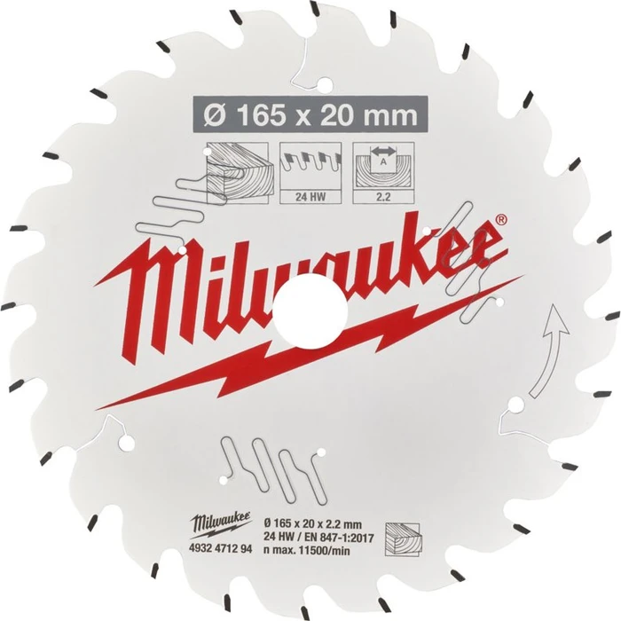 Milwaukee CSB P W ATB Kreissägeblatt 24Z, 165x2.2x20mm, 1 Stück