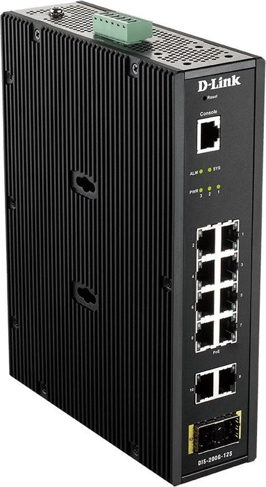 D-Link DIS-200G Industrial Railmount Gigabit Smart Switch, 10x RJ-45, 2x SFP