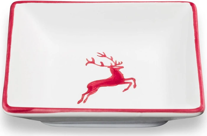 Gmundner Keramik Bordeauxroter Hirsch Snackschale 11x11cm