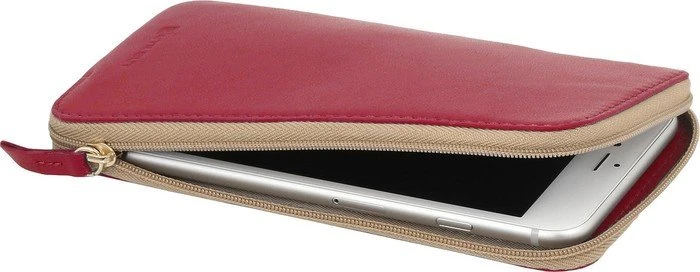 Stilgut Ledertasche mit Reißverschluss L rot
