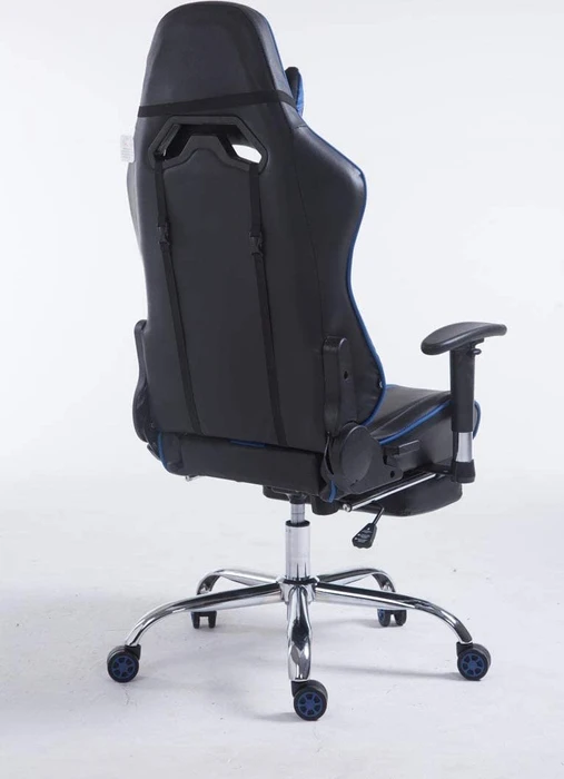 CLP Racing Limit Kunstleder Gamingstuhl mit Fußstütze, schwarz/blau