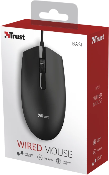 Trust Basi Wired Mouse schwarz, USB