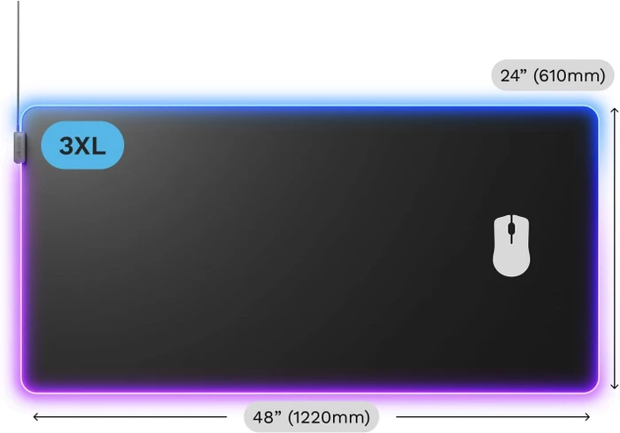 Glorious GMP 2 GLED RGB Gaming Mauspad 3XL, 1220x610mm, schwarz