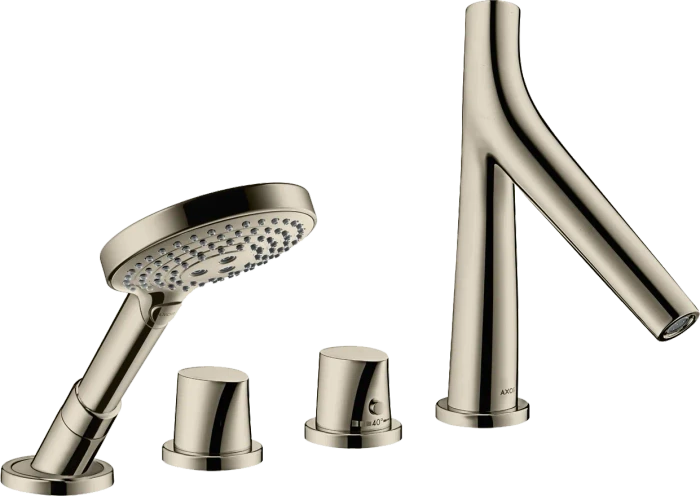 Hansgrohe Axor Starck Organic 4-Loch Fliesenrandarmatur mit Thermostat polished nickel