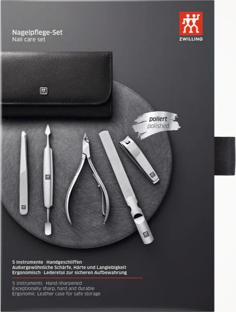 Zwilling Classic Inox Druckknopf-Etui Maniküre/Pediküre-Set 5-teilig schwarz