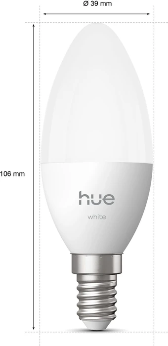 Philips Hue White 470 LED-Bulb E14 3.7W/827, 2 Stück