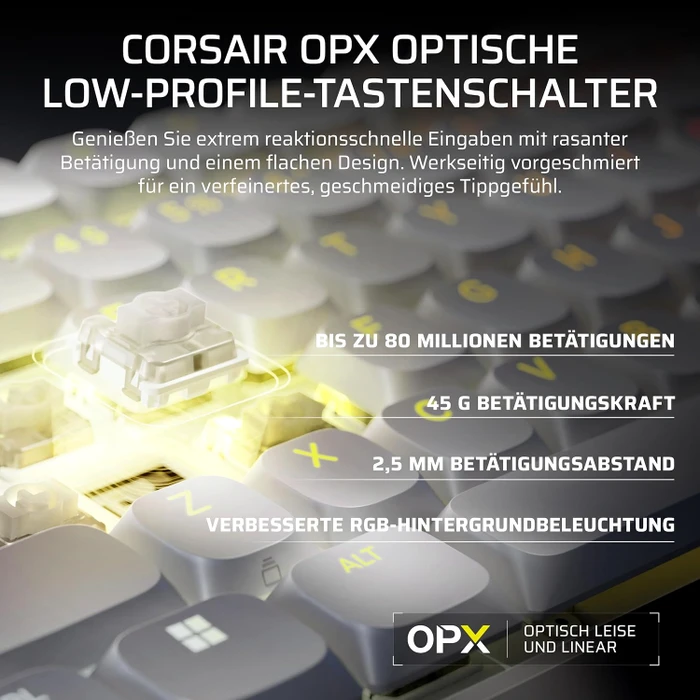 Corsair Vanguard Air 99 Wireless, weiß, LEDs RGB, Corsair OPX Low-Profile, USB/Bluetooth, DE