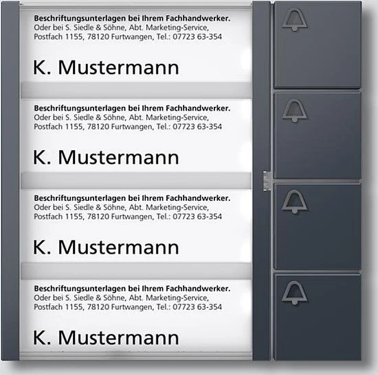 Siedle Tastenmodul TM 612-4 AG, anthrazit, 4 Ruftasten