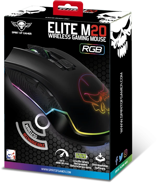 Spirit of Gamer ELITE-M20 Wireless Gaming Mouse schwarz, USB