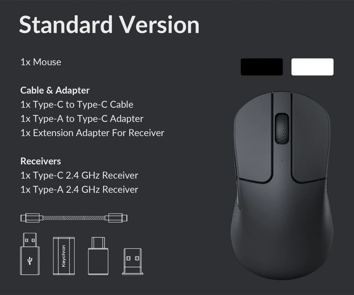 Keychron M3 mini Wireless Mouse weiß, USB/Bluetooth