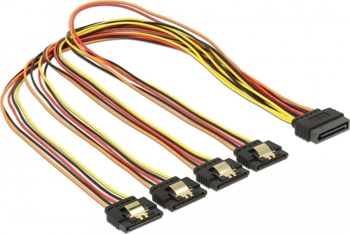 DeLOCK 15-Pin SATA Strom Stecker auf 4x 15-Pin SATA Strom Buchse, Adapterkabel, 50cm