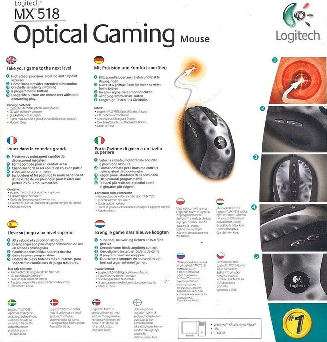 Logitech MX 518 Gaming-Grade Optical Mouse, PS/2 & USB