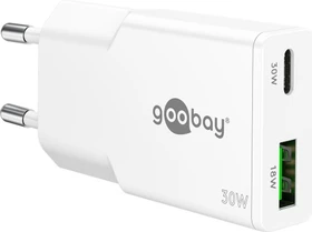 Wentronic Goobay USB-C PD GaN Dual-Schnellladegerät (30W) weiß