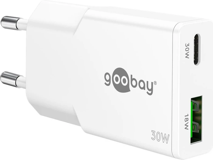 Wentronic Goobay USB-C PD GaN Dual-Schnellladegerät (30W) weiß