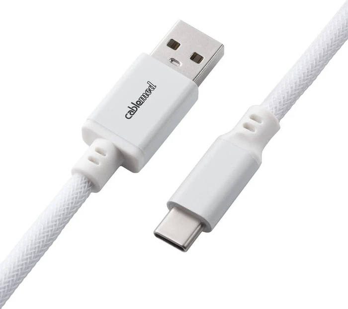 CableMod Classic Coiled Keyboard Cable USB Micro-B auf USB-A, Tastaturkabel (Spiral-Textilkabel), 1.5m, Glacier White