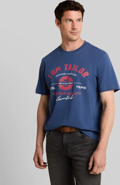Tom Tailor Logo-Print T-Shirt kurzarm blau (Herren)