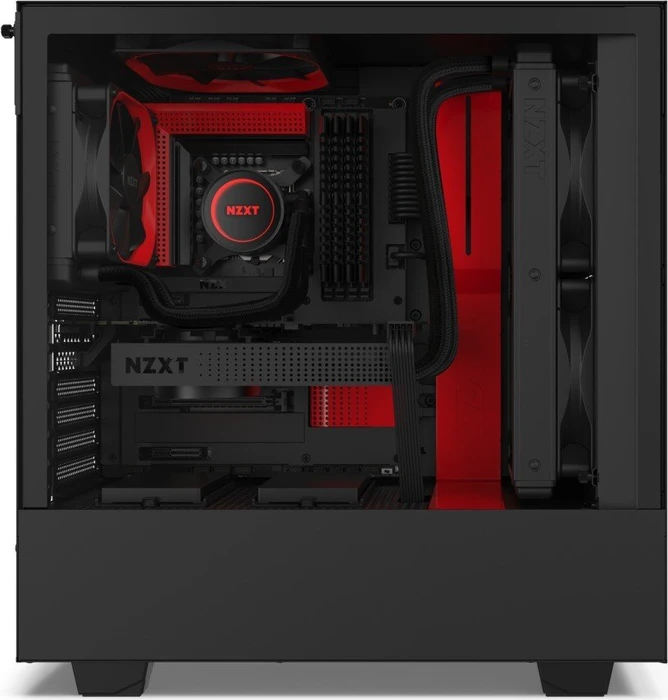 NZXT H510, schwarz/rot, Glasfenster