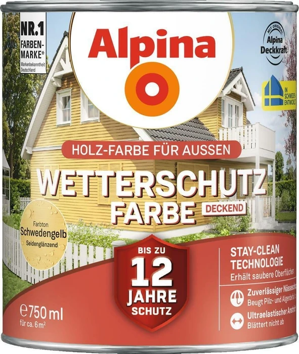 Alpina Farben Wetterschutz-Farbe deckend außen schwedengelb, 750ml