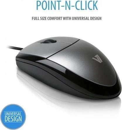 V7 Full Size Optical Mouse silber, USB