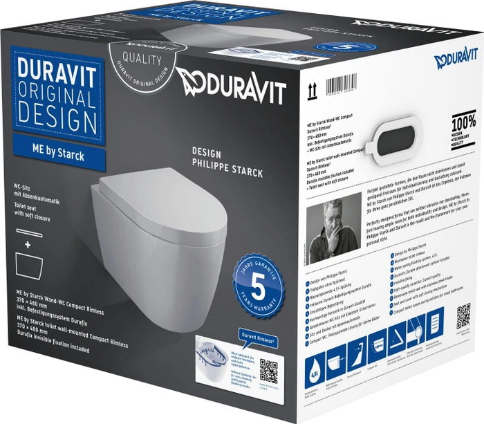 Duravit ME by Starck Wand-WC-Set inkl. WC-Sitz mit Absenkautomatik, weiß