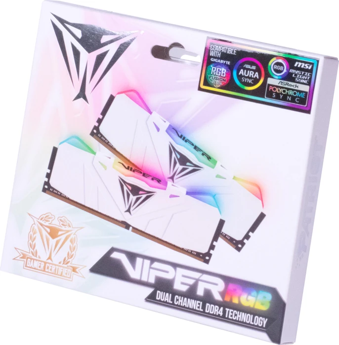 Patriot Viper RGB weiß UDIMM 16GB Kit, DDR4-2666, CL15-17-17-35, 1RX8