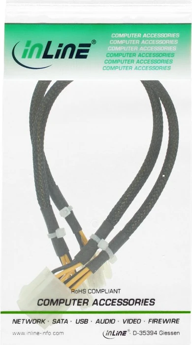 InLine 4/8-Pin ATX12V Verlängerungskabel, 300mm, sleeved schwarz/weiß