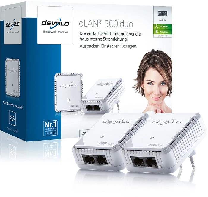 devolo dLAN 500 duo Starter Kit, HomePlug AV2, 2x RJ-45, 2er-Pack