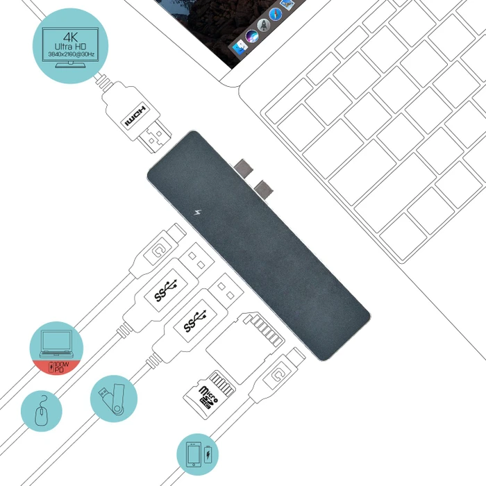i-tec Thunderbolt 3 Metal Docking Station for Apple MacBook Pro/Air + Power Delivery, Thunderbolt 3 [Stecker]