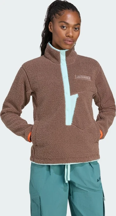 adidas Terrex Xploric High Pile Fleece Pullover earth strata/semi flash aqua (Damen)