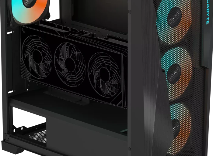 GIGABYTE C301 Glass Black, schwarz, Glasfenster