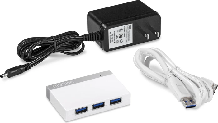 TRENDnet weiß USB-Hub, 4x USB-A 3.0, USB 3.0 Micro-B [Buchse]