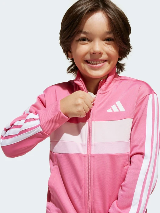 adidas Seasonal Essentials Tiberio 3-Streifen Tricot Trainingsanzug pink fusion/white/clear pink (Junior)