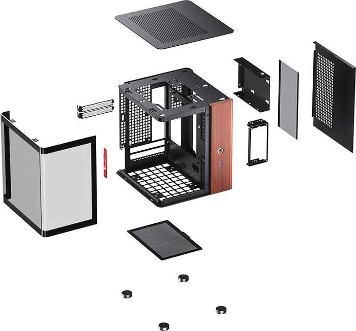 Jonsbo TK-0 Black, schwarz/braun, Glasfenster, Mini-ITX