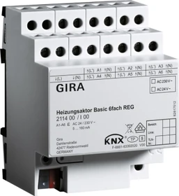 Gira KNX Heizungsaktor Basic 6-fach, 4TE REG, Schaltaktor (2114 00)