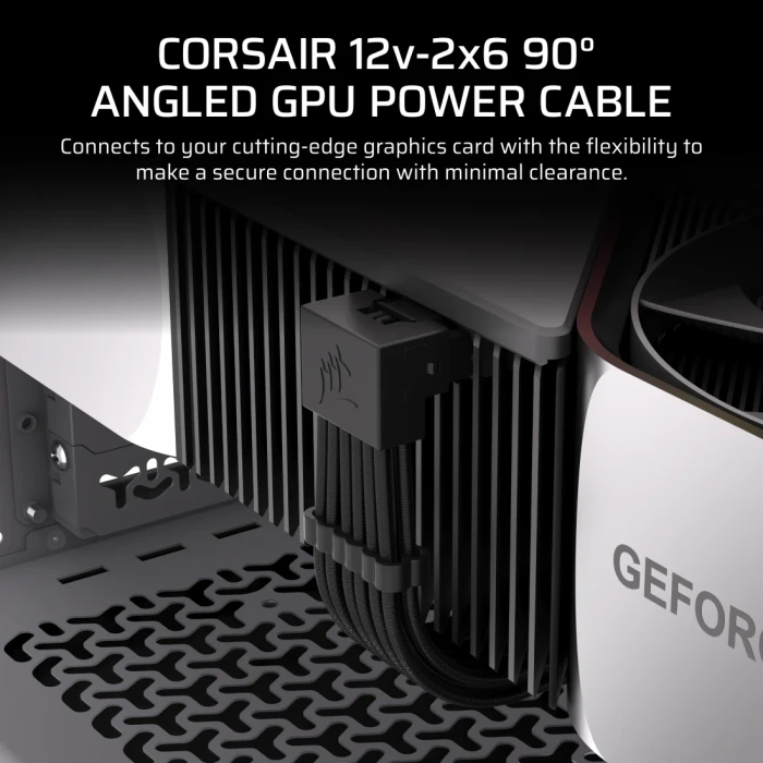 Corsair PSU Cable Type 4 - 12+4-Pin 12V-2x6 Cable, schwarz, 90° gewinkelt, 65cm, Stil B - Sense-Pins oben