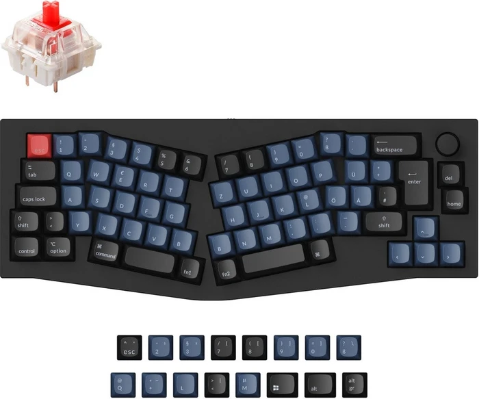 Keychron Q8 Alice Knob Version, 65% Layout, LEDs RGB, Carbon Black, Gateron G Pro RED, USB, DE