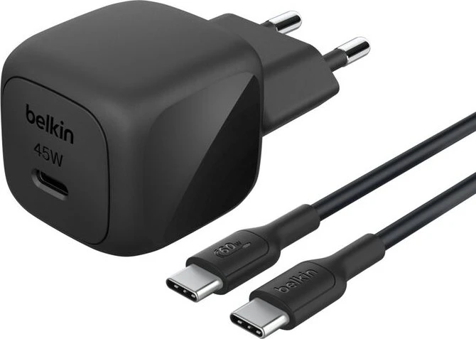 Belkin BoostCharge USB-C-Ladegerät + USB-C/USB-C-Kabel (45W) schwarz